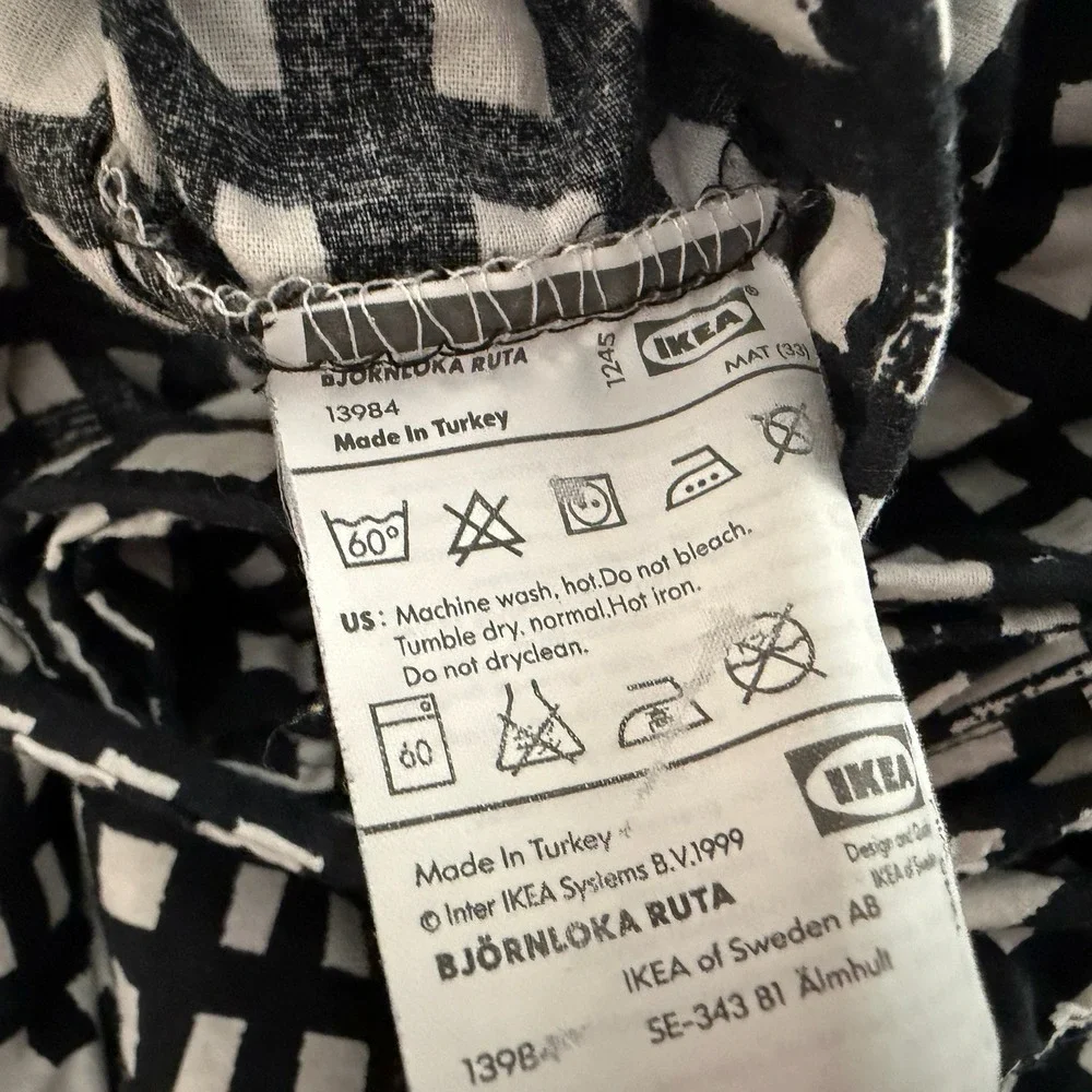 Vintage Y2K IKEA Bjornloka Ruta Twin Duvet Cover Graphic Black White Reversible